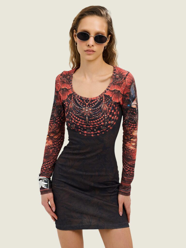 TIGER BLOOM RED [ПЛАТЬЕ-ЛОНГСЛИВ]