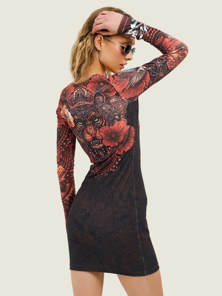 TIGER BLOOM RED [ПЛАТЬЕ-ЛОНГСЛИВ]