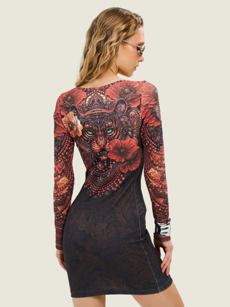 TIGER BLOOM RED [ПЛАТЬЕ-ЛОНГСЛИВ]